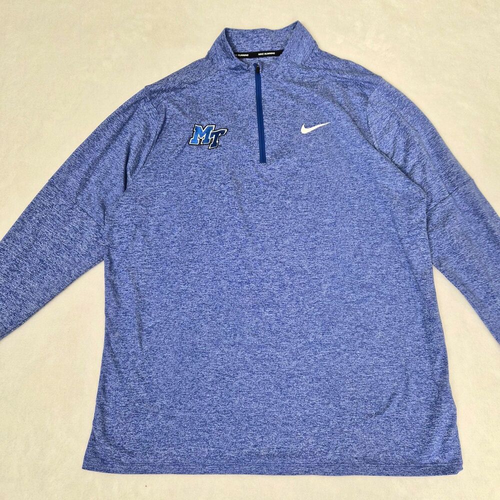 Nike Running MTSU Blue Raiders Dri-FIT 1/2 Zip Pullover Mens Large Blue Heather